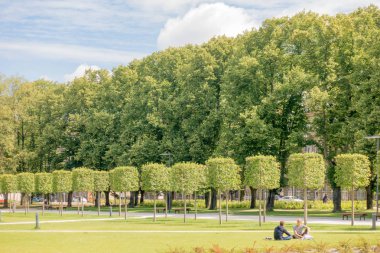 Vilnius Litvanya, 06 Temmuz 2018: Lukiskes kare, Vilnius Litvanya Büyük Meydanı görünümüne