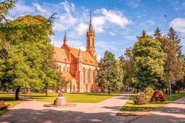 Druskininkai, Lithuania, July 26, 2018: Catholic church in Druskininkai, Lithuania