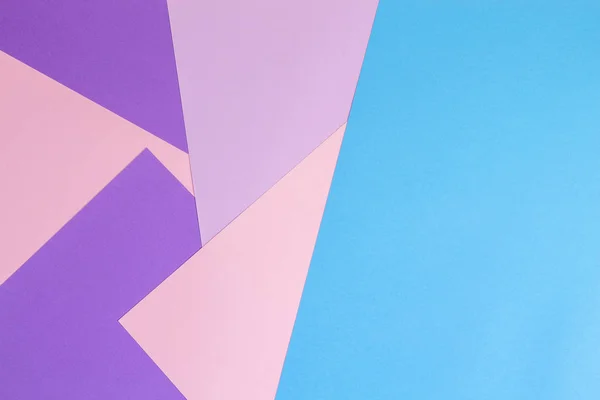 Color papers geometry flat composition background with pink violet and blue tones — Stock Photo, Image