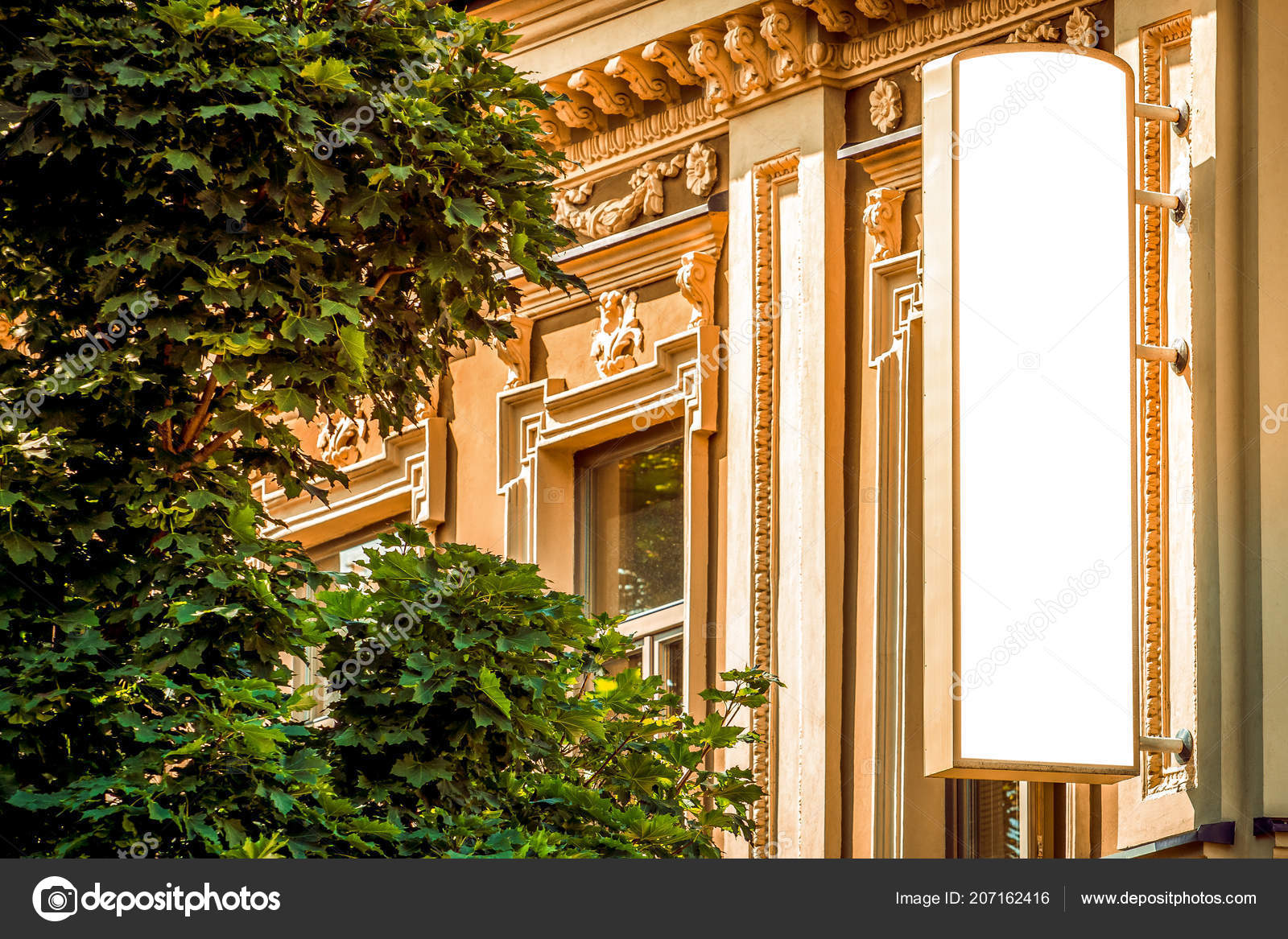 Download Blank White Vertical Banner On Building Facade Design Mockup Empty Flag Mock Up On The Side Of Hotel Exterior Stock Photo C Vejaa 207162416 PSD Mockup Templates