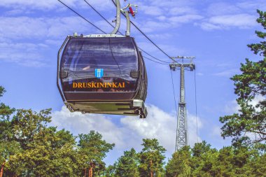 Druskininkai, Lithuania, July 26, 2018. Cable car one of most popular attraction in Druskininkai clipart