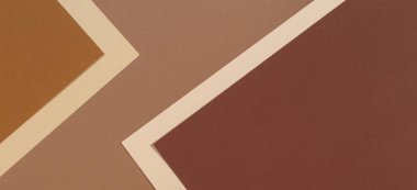 Renk kağıtları geometri kompozisyonu arkaplanı bej ve kahverengi tonlu