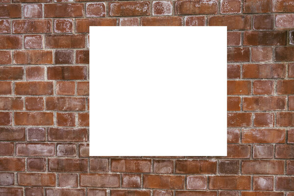 Mock up. Blank vertical billboard, poster frames, advertising on the brick wall