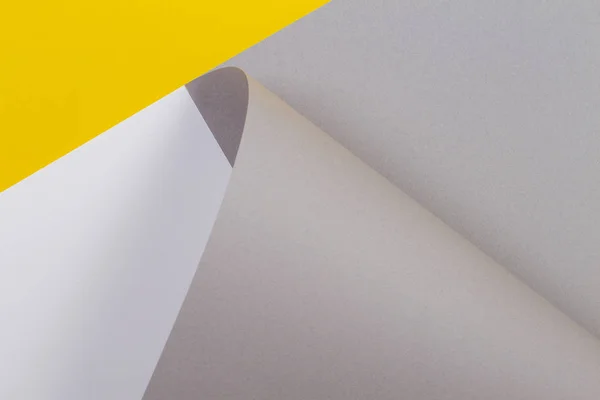Forma geométrica abstracta blanco amarillo gris color papel fondo — Foto de Stock