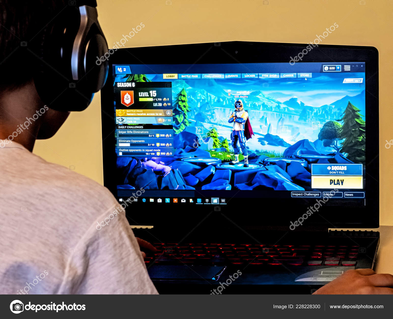 vilnius lithuania november 12 2018 boy playing fortnite fortnite is online video game developed by epic games - fortnite stock photos