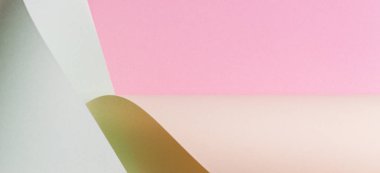 Soyut geometrik şekil pastel pembe, yeşil, mavi renk kağıt kompozisyon