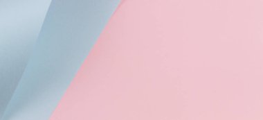 Soyut geometrik şekil pastel pembe ve mavi renkli kağıt arka plan