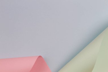 Soyut geometrik şekil pastel pembe, yeşil, mavi renk kağıt kompozisyon