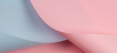 Soyut geometrik şekil pastel pembe ve mavi renkli kağıt arka plan
