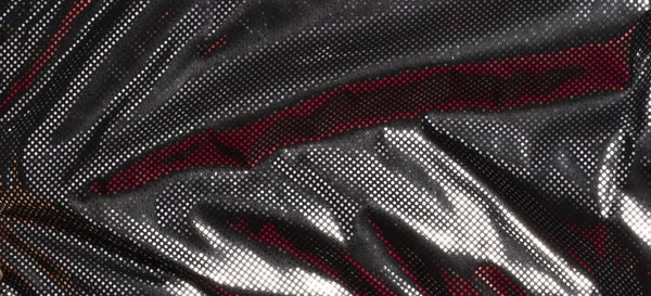 Szary czarny metaliczny srebro polka kropka tkanina tekstura tło — Zdjęcie stockowe