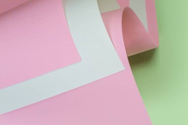 Soyut geometrik şekil pastel pembe ve yeşil renk Kağıt arka plan
