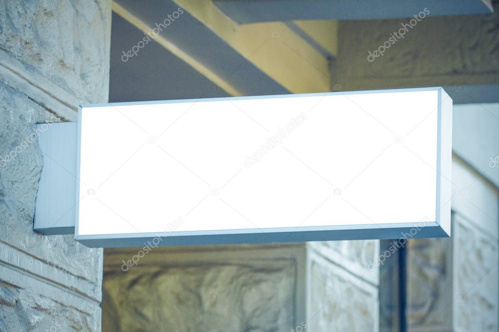 Signboard shop or restaurant. Mock up. Rectangular shape