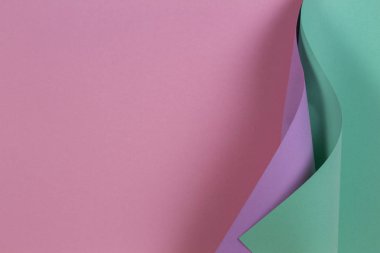 Soyut geometrik şekil pastel pembe mor ve yeşil renk Kağıt arka plan