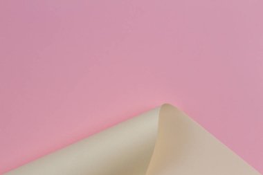 Soyut geometrik şekil pastel pembe ve sarı renk kağıt kompozisyon arka plan