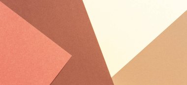 Soyut geometrik kağıt doku karton arka plan. Kahverengi, bej, mercan, sarı pastel trendy renkler