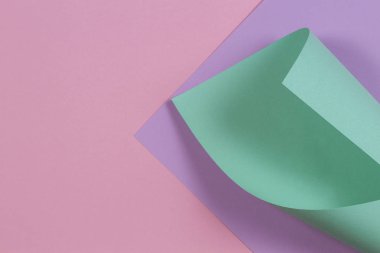 Soyut geometrik şekil pastel pembe mor ve yeşil renk Kağıt arka plan