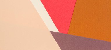 Soyut geometrik kağıt doku karton afiş arka plan. Bej, kahverengi mercan sarı pastel trendy renkler