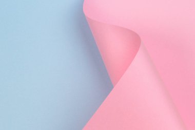 Soyut geometrik şekil pastel pembe ve mavi renkli kağıt arka plan
