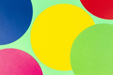 Renk kağıt arka plan. Açık yeşil renkli renkli yuvarlak daire şekli geometri kompozisyonu