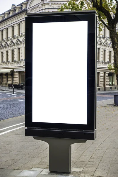 Mock up template. Blank billboard, public information board, advertising mock up banner in the city street