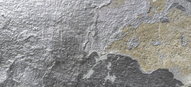 Gümüş boya desenli eski çatlak duvar.