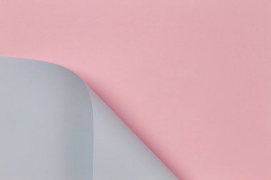 Soyut geometrik şekil pastel pembe ve mavi renkli kağıt arka plan