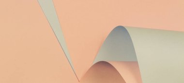 Soyut geometrik şekil pastel mercan pembe ve mavi renkli kağıt arka plan