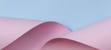 Soyut geometrik şekil pastel pembe ve mavi renkli kağıt arka plan