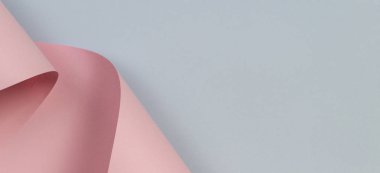 Soyut geometrik şekil pastel pembe ve mavi renkli kağıt arka plan