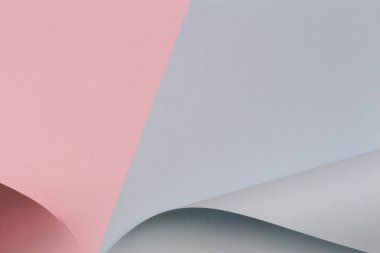 Soyut geometrik şekil pastel pembe ve mavi renkli kağıt arka plan