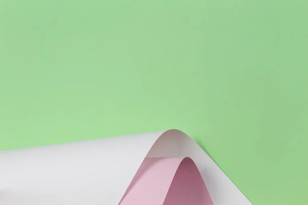 Abstract geometric shape pastel green pink and white color paper background
