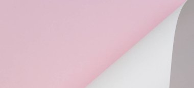 Soyut geometrik şekil pastel pembe ve beyaz renkli kağıt arka plan