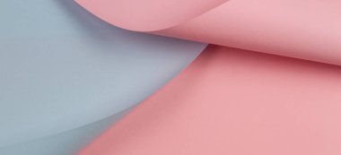 Soyut geometrik şekil pastel pembe ve mavi renkli kağıt arka plan