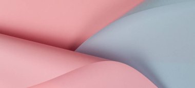 Soyut geometrik şekil pastel pembe ve mavi renkli kağıt arka plan