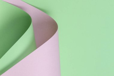 Soyut geometrik şekil pastel yeşil ve beyaz renkli kağıt arka plan