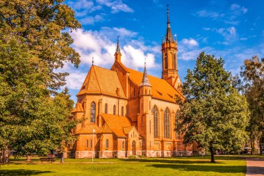 Druskininkai, Lithuania, July 26, 2018: Catholic church in Druskininkai, Lithuania