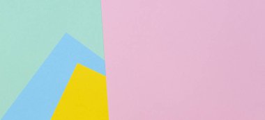 Modaya uygun renklerpastel pembe, sarı, açık mavi ve yeşil renk ile soyut geometrik kağıt doku arka plan