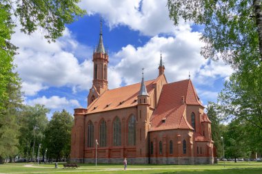 Druskininkai, Lithuania, July 26, 2018: Catholic church in Druskininkai, Lithuania