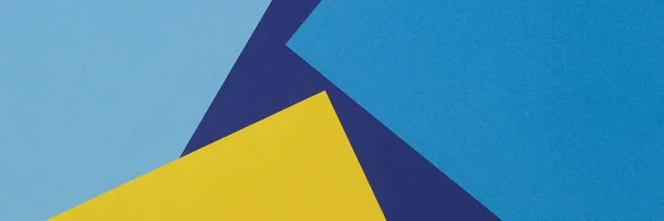 Abstrait bleu et jaune couleur papier géométrie composition fond — Photo