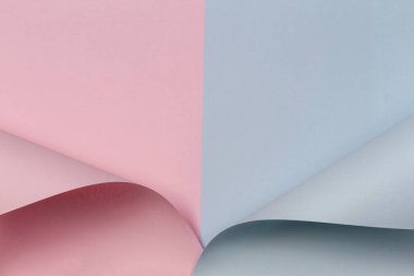 Soyut geometrik şekil pastel pembe ve mavi renkli kağıt arka plan