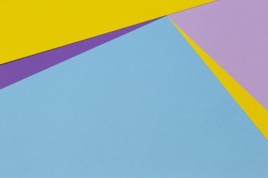Popüler açık mavi, sarı, pembe, mor renkli kağıt doku arka plan ile soyut geometrik Kağıt afiş arka plan