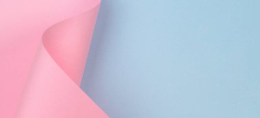 Soyut geometrik şekil pastel pembe ve mavi renkli kağıt afiş arkaplanı