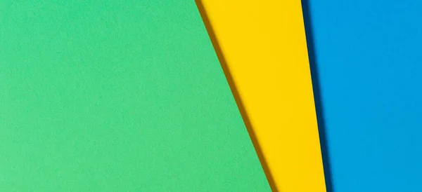 Αφηρημένη χρώμα χαρτιά γεωμετρία επίπεδη lay σύνθεση banner φόντο με μπλε, κίτρινο και πράσινο χρώμα τόνους — Φωτογραφία Αρχείου