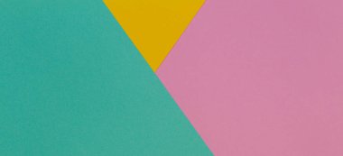 Pastel pembe, sarı ve açık yeşil renkli kağıt dokusu. Moda renklerine sahip soyut geometrik kağıt arkaplanı
