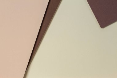 Soyut renk kağıtları geometri kompozisyonu arkaplan sarı, bej ve kahverengi tonlu