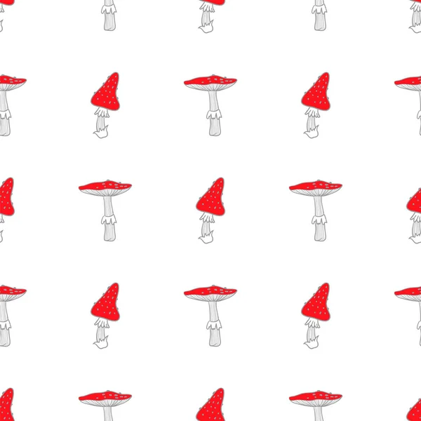 Sinek agarics seamless modeli. Simetrik arka plan. Doodle