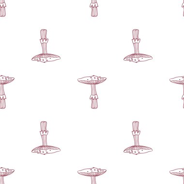 Sinek agarics seamless modeli. Doodle illüstrasyon.