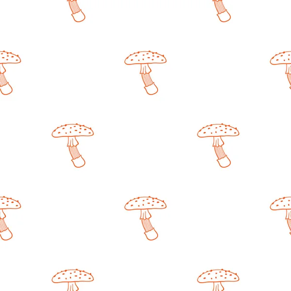Modèle sans couture d'agarics de mouche. Fond symétrique. Illustration de caniche — Image vectorielle