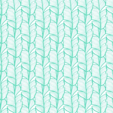 Tropikal yaprakları ile sorunsuz çiçek desenli. Çizgi çizme. Resimde çizilmiş.