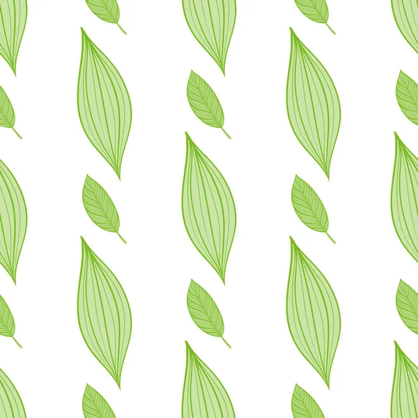 Sömlös blommönster med tropiska löv. Linjeritning. Handritade illustration. — Stock vektor